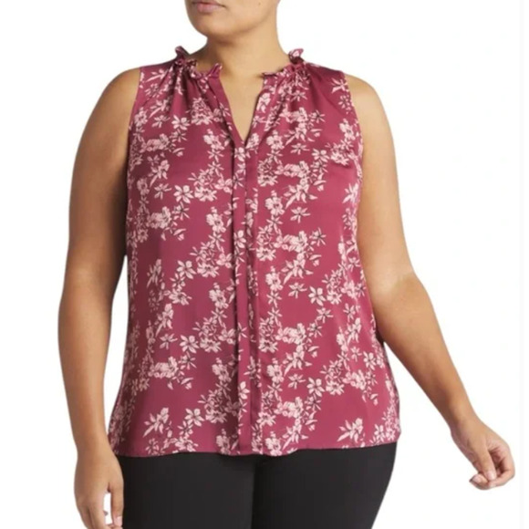 41 Hawthorn Tops - NWOT Stitchfix 41 Hawthorn Orlee Mixed Material Floral Sleeveless Top 3X